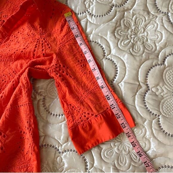 New York & Company 7th Avenue Cotton Eyelet Button Front Shirt Size Medium - Picture 5 of 5